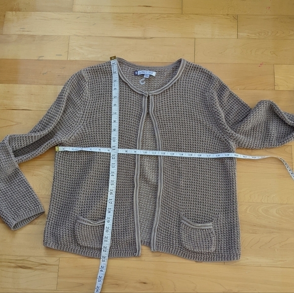 JENNIFER Lopez neutral tan golden see through cardigan size XL T5 - Picture 2 of 7